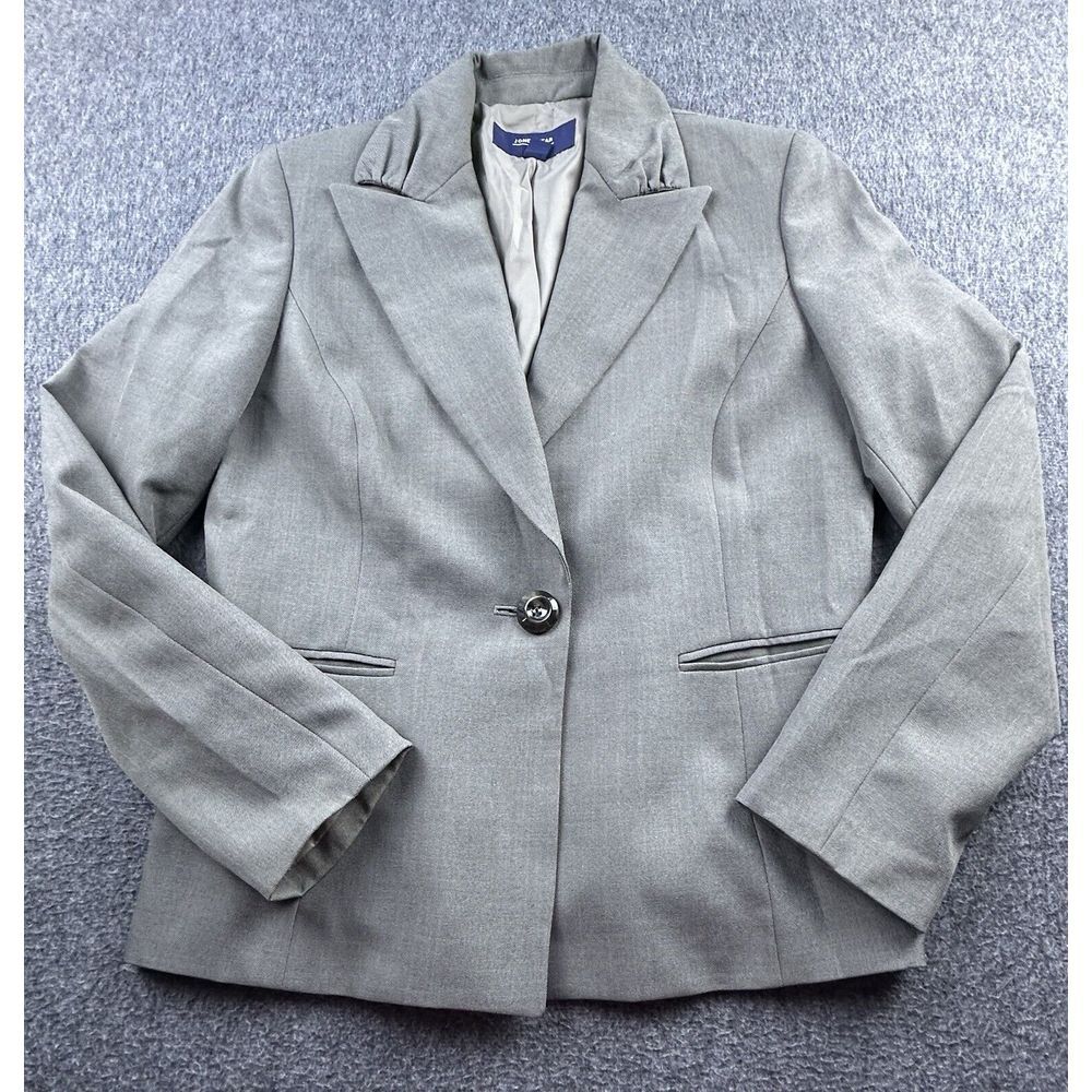 Jones Wear Blazer Womens 6 Gray Lined Pockets Suit Jacket Business Button Front